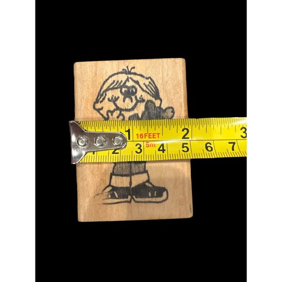 Vintage The Whirling Dervish Rubber Works Little Boy W Bear Wooden Rubber Stamp‎ - Picture 4 of 5